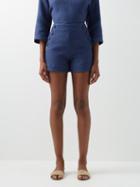 Lisa Marie Fernandez - Sailor Cotton Honeycomb-pique Shorts - Womens - Navy