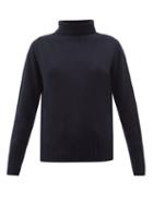 Matchesfashion.com Margaret Howell - Ribbed Roll Neck Brushed Cashmere Sweater - Womens - Navy