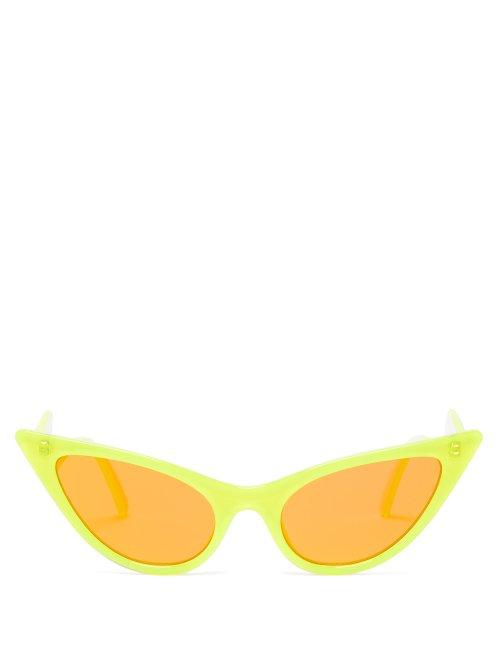 Matchesfashion.com Le Specs - The Prowler Cat Eye Acetate Sunglasses - Womens - Yellow