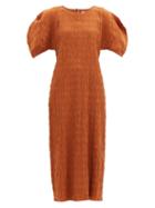Matchesfashion.com Mara Hoffman - Aranza Shirred Organic Cotton-blend Dress - Womens - Rust Copper