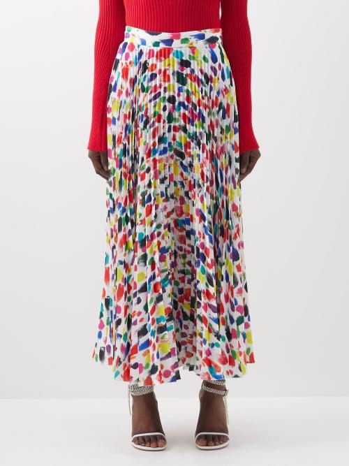 Christopher Kane - Neon Smudge Printed-cady Maxi Skirt - Womens - Multi