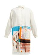 Matchesfashion.com Kilometre Paris - Tirunamavalai Embroidered Cotton Shirtdress - Womens - White Multi