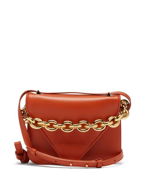 Bottega Veneta - Mount Small Leather Shoulder Bag - Womens - Dark Orange