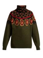 Matchesfashion.com Toga - Paisley Intarsia Knit Wool Roll Neck Sweater - Womens - Black Multi