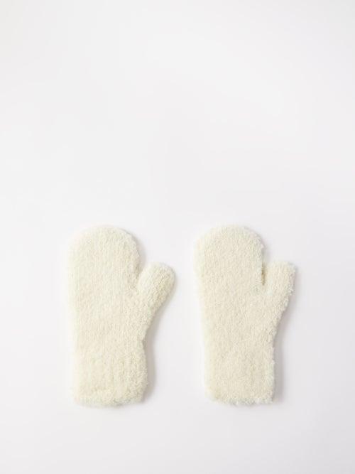 Jil Sander - Shearling Wool-blend Mittens - Womens - Ivory