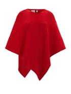 Allude - Asymmetric Ribbed-knit Cashmere Poncho - Womens - Red