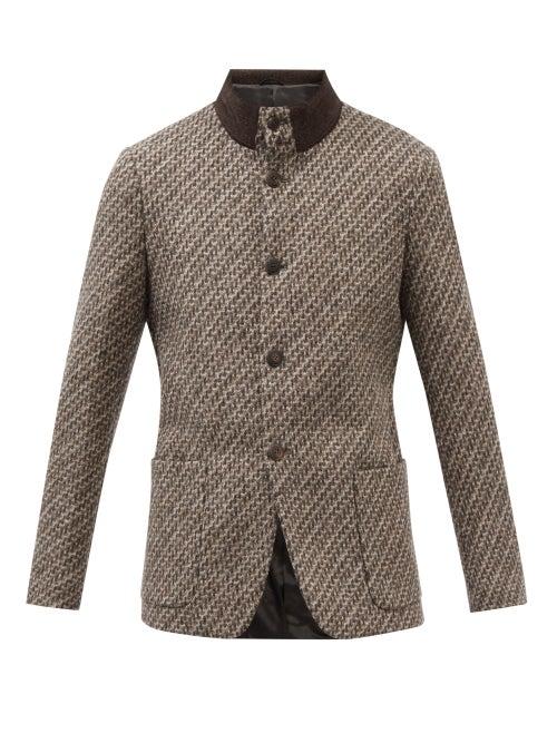 Giorgio Armani - Beckham Single-breasted Wool-tweed Jacket - Mens - Brown Multi