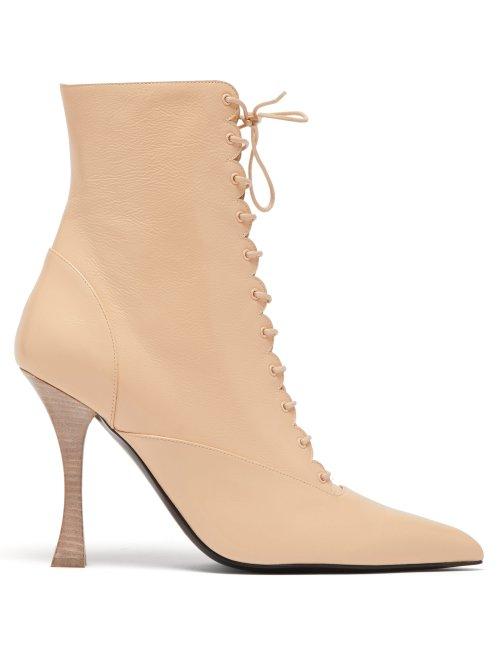 Matchesfashion.com Brock Collection - X Tabitha Simmons Leather Ankle Boots - Womens - Light Pink