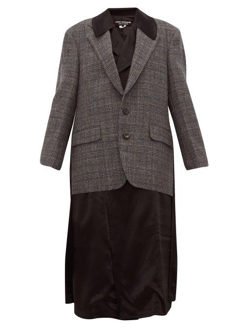 Matchesfashion.com Junya Watanabe - Layered Wool And Satin Jacket - Womens - Grey Multi