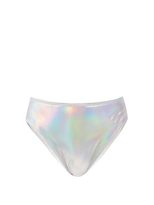Matchesfashion.com Norma Kamali - High-rise Iridescent Bikini Briefs - Womens - Silver