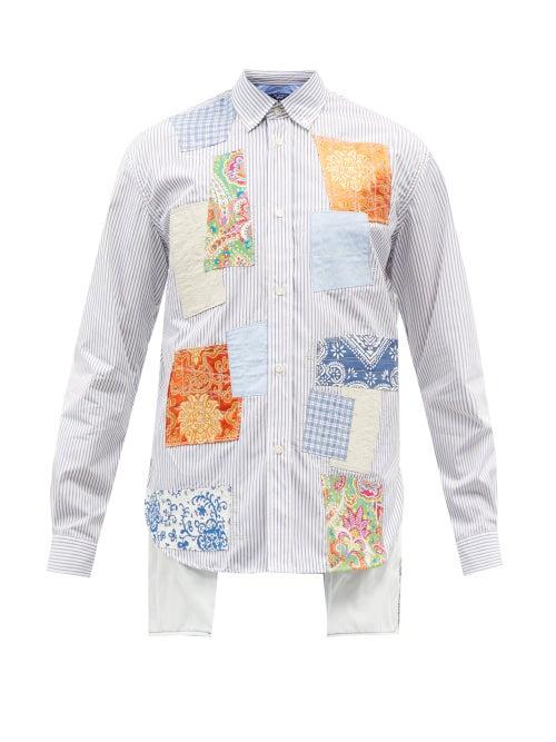 Junya Watanabe - Patchwork Striped Cotton-poplin Shirt - Mens - Multi