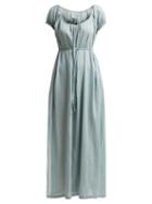 Matchesfashion.com Loup Charmant - Fortuna Scoop Neck Cotton Dress - Womens - Light Green