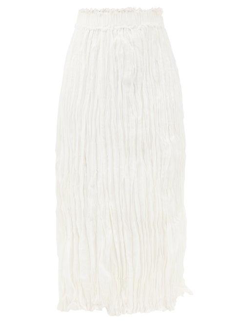 Totme - Crinkled-silk Midi Skirt - Womens - Ivory