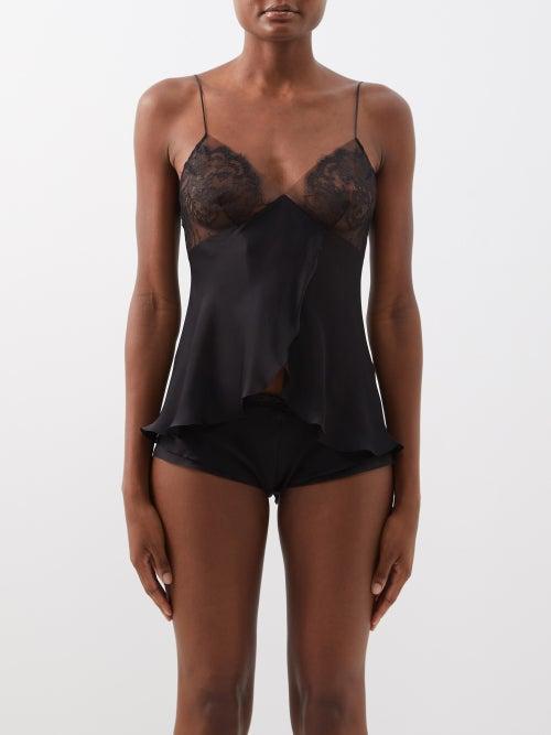 Carine Gilson - Silk-satin And Lace Cami Top - Womens - Black