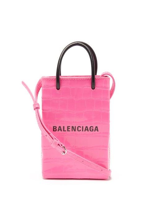 Balenciaga - Shopping Mini Croc-effect Leather Cross-body Bag - Womens - Fuchsia