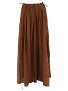 Matteau - Side-split Silk Crepe Maxi Skirt - Womens - Brown