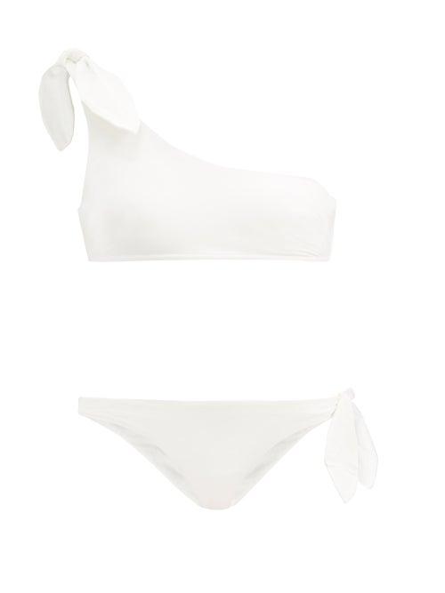 Matchesfashion.com Zimmermann - Riders Knotted One-shoulder Bikini - Womens - Ivory