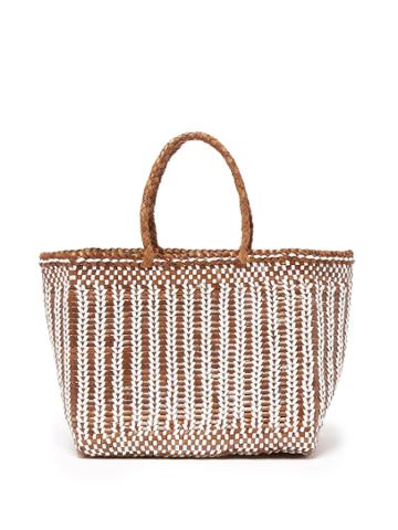 Dragon Diffusion Cannage Lizard Woven-leather Basket Bag