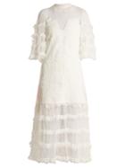 Jonathan Simkhai Contrast-panel Tiered Lace Dress