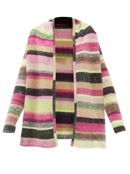 Matchesfashion.com The Elder Statesman - Italy Striped Cashmere Cardigan - Womens - Pink Multi