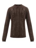 Matchesfashion.com Iris Von Arnim - Owen Cable Knit Cashmere Sweater - Mens - Brown