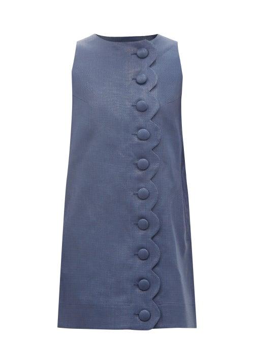 Lisa Marie Fernandez - Scallop-front Woven Mini Dress - Womens - Navy