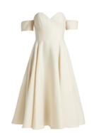 Matchesfashion.com Sara Battaglia - Off The Shoulder Wool Blend Dress - Womens - Cream