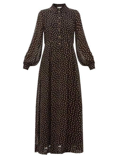 Matchesfashion.com Ganni - Polka-dot Georgette Shirtdress - Womens - Black