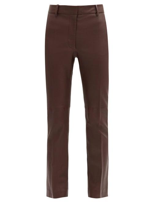 Matchesfashion.com Joseph - Coleman Stretch-leather Slim-leg Trousers - Womens - Burgundy