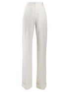 Matchesfashion.com Dolce & Gabbana - High Waist Wide Leg Wool Blend Trousers - Womens - White