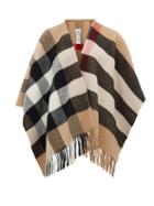 Matchesfashion.com Burberry - Oversized Check Wool Blend Poncho - Womens - Camel Check