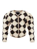 Batsheva - Ina Diamond-jacquard Wool-crochet Cardigan - Womens - Black White