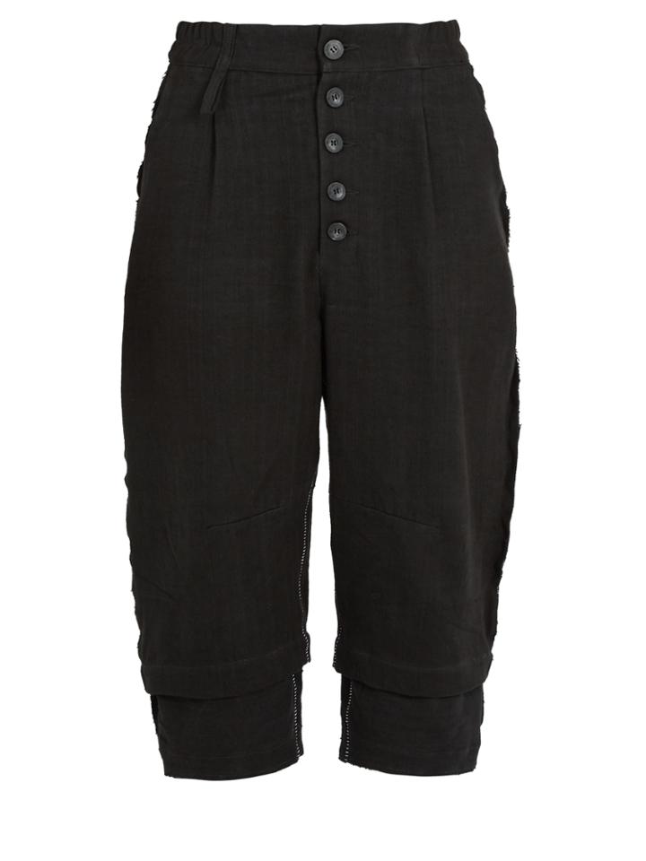 By Walid Michael Dropped-crotch Cropped Linen Trousers