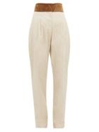Matchesfashion.com Cheval Pampa - Gato Velour Waistband Cotton Blend Trousers - Womens - Beige Multi
