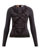 Marine Serre - Floral-tapestry Cotton-blend Top - Womens - Black
