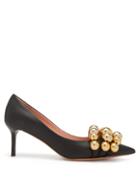 Matchesfashion.com Rochas - Beaded Point-toe Leather Pumps - Womens - Black Gold