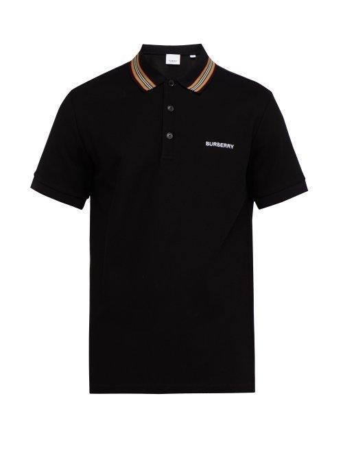Matchesfashion.com Burberry - Icon Stripe Cotton Piqu Polo Shirt - Mens - Black
