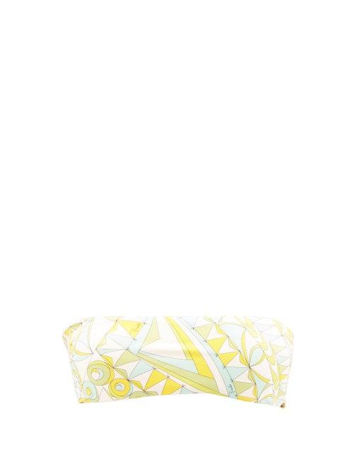 Emilio Pucci - Bandierine-print Bandeau Bikini Top - Womens - Green Print