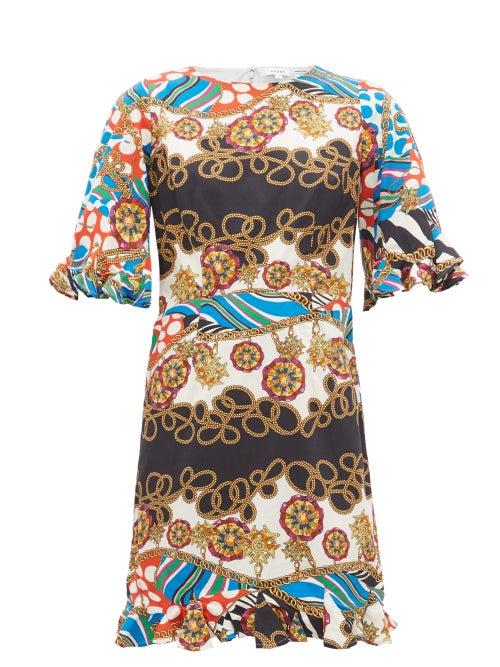 Matchesfashion.com Rhode - Hailey Chain Print Cotton Voile Mini Dress - Womens - Cream Multi