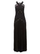Matchesfashion.com Fendi - Lace Panelled Silk Jacquard Dress - Womens - Black