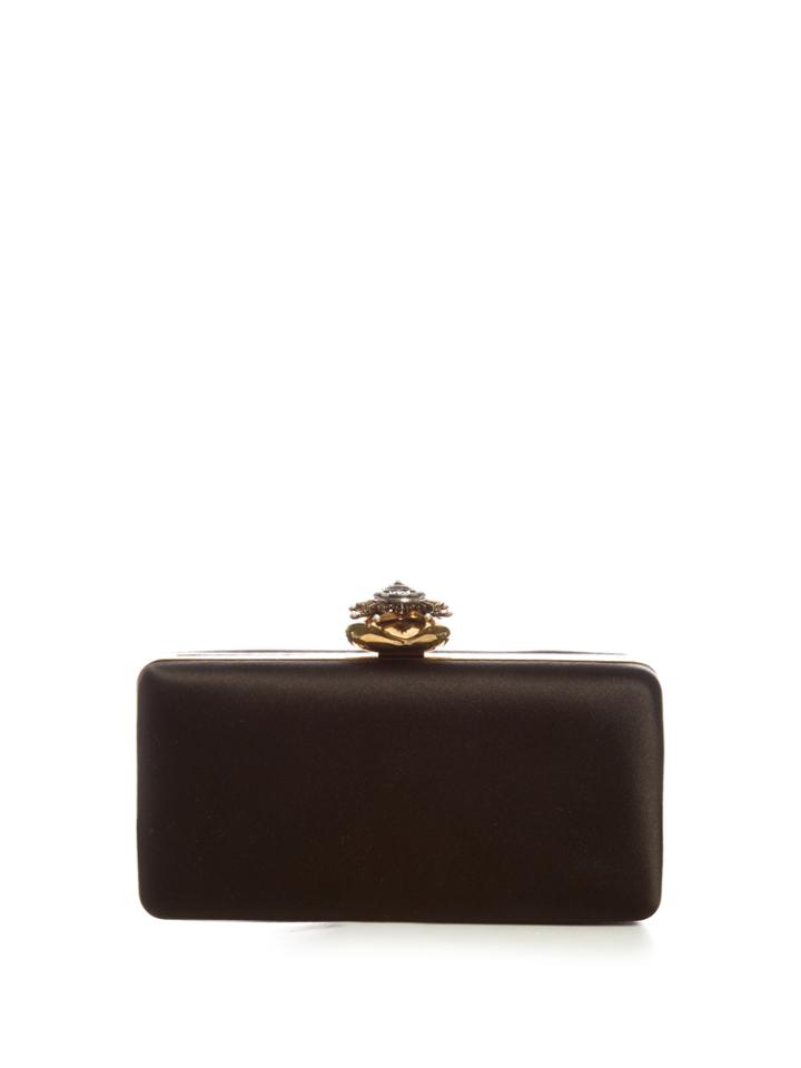 Alexander Mcqueen Heart-clasp Satin Box Clutch