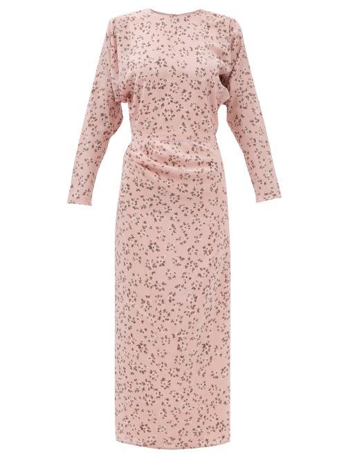Raey - Sprig Floral Print Asymmetric-hem Silk Dress - Womens - Pink Multi