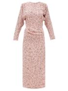 Raey - Sprig Floral Print Asymmetric-hem Silk Dress - Womens - Pink Multi