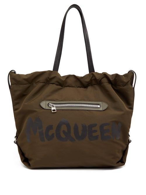 Alexander Mcqueen - Bundle Graffiti-logo Nylon Tote Bag - Womens - Khaki