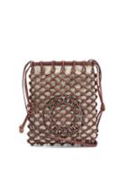 Matchesfashion.com Burberry - Leather-netted Canvas Pouch - Womens - Tan Multi