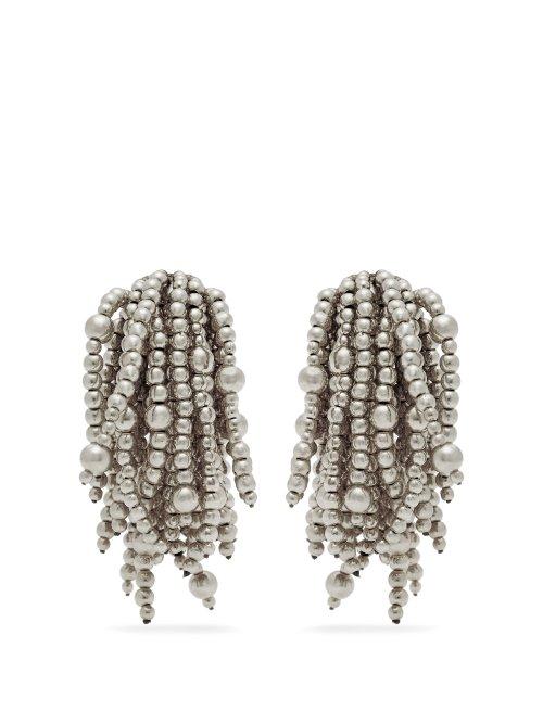Matchesfashion.com Vanda Jacintho - Shower Bead Clip On Earrings - Womens - Silver