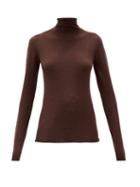Matchesfashion.com Jil Sander - High-neck Wool-blend Long-sleeved Top - Womens - Brown