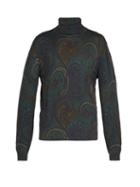 Matchesfashion.com Etro - Paisley Wool Roll Neck Sweater - Mens - Green