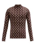 Matchesfashion.com Marine Serre - Crescent Moon-print Recycled-fibre T-shirt - Mens - Brown