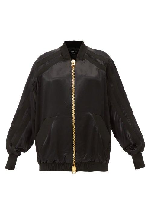 Tom Ford - Oversized Satin Bomber Jacket - Womens - Black
